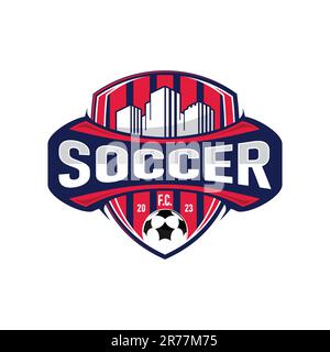 Fußball-Fußballclub-Designlogo für die Fußballmannschaft. Vektordarstellung Stock Vektor