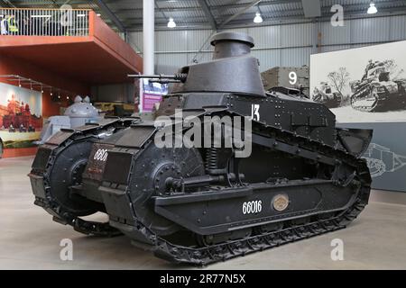 WW1 French Renault FT-17, The Tank Museum, Bovington Camp, Dorchester, Dorset, England, Großbritannien, Großbritannien, Großbritannien, Großbritannien, Europa Stockfoto