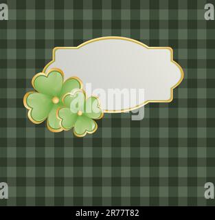 Patricks-Thema mit Shamrock auf grünem, quadratischem Hintergrund und Wirbeln Stock Vektor