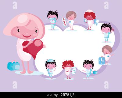 Rahmen mit Icon Doctor Nurse medizinische Zahnfälschungszeichen Stock Vektor