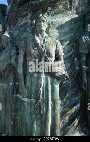 Portalskulptur Maya im Parque Fundadores Playa Del Carmen Yucatan Mexiko Stockfoto