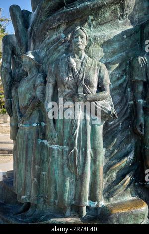 Portalskulptur Maya im Parque Fundadores Playa Del Carmen Yucatan Mexiko Stockfoto