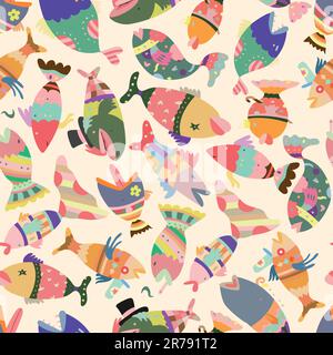 Nahtloses Fischmuster Stock Vektor