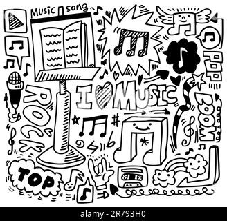 Ein Musikelement mit der Hand zeichnen Stock Vektor