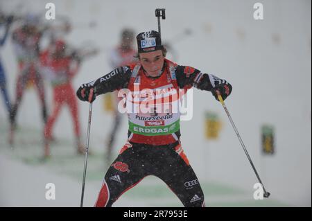 Christoph STEPHAN, Aktion Biathlon, 4X7, 5km Staffel der Herren am 12.12.2010 in Hochfilzen. Stockfoto