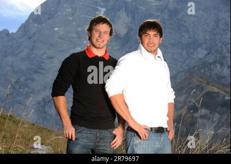 Tobias Wendl und Tobias Arlt Rodeln, Doppelsitzer, Privataufnahmen in Berchtesgaden. Stockfoto