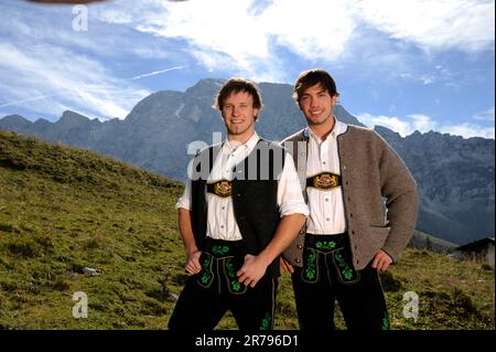 Tobias Wendl und Tobias Arlt Rodeln, Doppelsitzer, Privataufnahmen in Berchtesgaden. Stockfoto