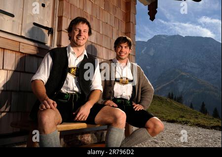 Tobias Wendl und Tobias Arlt Rodeln, Doppelsitzer, Privataufnahmen in Berchtesgaden. Stockfoto