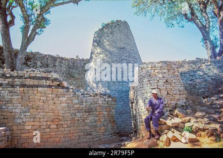 Simbabwe, Fort Victoria. Die berühmten ruinen von simbabwe, die älteste erhaltene Architektur in afrika, südlich der sahara. Stockfoto