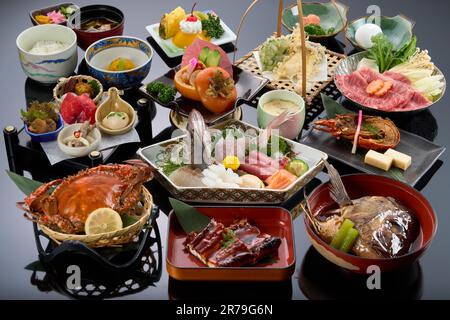 Erstklassige japanische Kaiseki-Küche Stockfoto