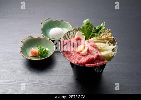 Japanische Küche, Mikawa-Rindfleisch-Sukiyaki Stockfoto