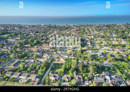 East Preston und das Willowhayne Estate in West Sussex Südengland, Luftfoto. Stockfoto