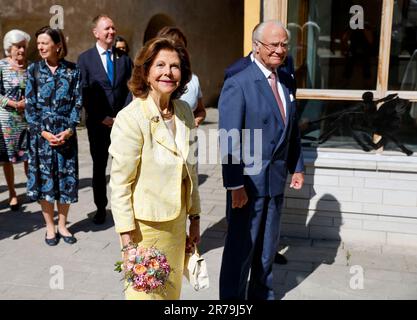 VISBY20230614Swedens König Carl XVI Gustaf und Königin Silvia besuchen das Gotland Museum in Visby, Schweden, am 14. Juni 2023 während des königlichen Besuchs in Gotla Stockfoto