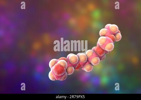 Polyethylenglykol (PEG). Hexaethylenglykol-Molekül, 3D Abbildung. Eine Polyetherverbindung mit vielen Anwendungen in der Medizin, einschließlich Produktio Stockfoto