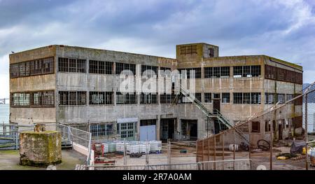 Modellbau des Bundesgefängnisses von Alcatraz Island in den Vereinigten Staaten von Amerika in der Bucht von San Francisco, Kalifornien, USA. Stockfoto