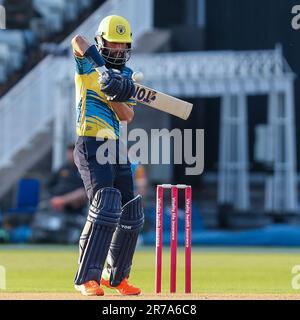 Moeen Ali schlägt für Bären in Birmingham, Großbritannien, am 3. Juni 2023 während des Vitality T20 Blast-Spiels zwischen Birmingham Bears & Notts Outlaws Stockfoto