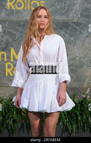 Jennifer Lawrence nimmt am 14. Juni 2023 im Hotel Four Seasons in Madrid, Spanien, an der Fotokonferenz „Sin Malos Rollos“ Teil. Stockfoto
