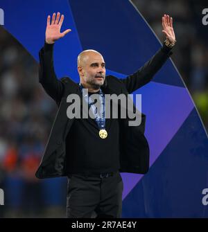 10. Juni 2023 – Manchester City/Inter Mailand – UEFA Champions League – Finale – Atatürk Olympiastadion Pep Guardiola während der Endpräsentation der Champions League in Istanbul. Bild : Mark Pain / Alamy Live News Stockfoto