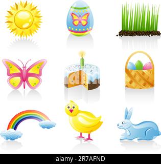 Ostern-Symbolset. Isoliert auf weißem Hintergrund. Stock Vektor