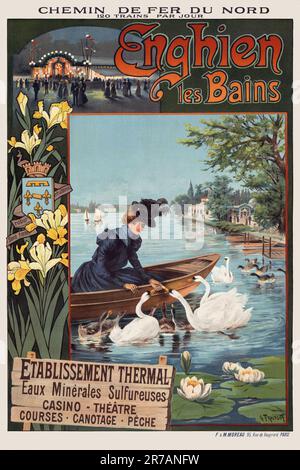 Chemin de fer du Nord. Enghien les Bains von Gustave Fraipont (1849-1923). Poster wurde 1900 in Frankreich veröffentlicht. Stockfoto