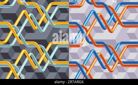 Abstrakte Kabel (Rohre). Geometrisches Nahtloses Muster. Stock Vektor