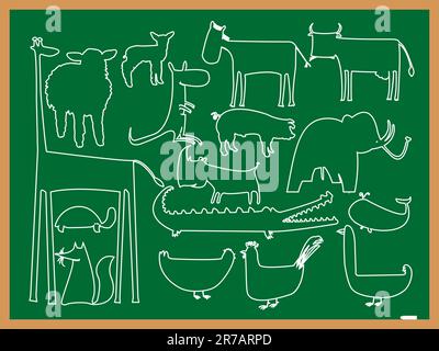 Schultiere zeichnen, abstrakte Vektorkunst illustrieren Stock Vektor