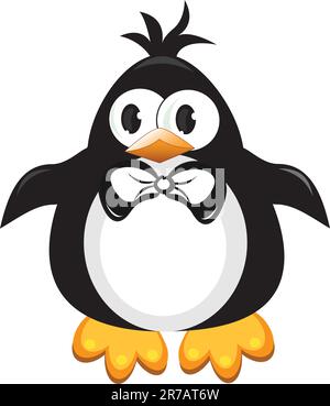 Pinguin Cartoon Vogel. Junge. Abbildung auf weiß Stock Vektor