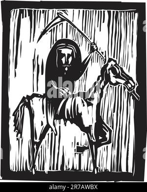 Grim Reaper Reiter oder Hungersnot Skelett Reiten Stock Vektor