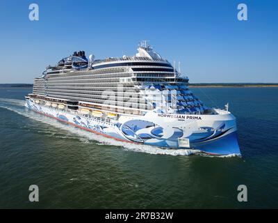 Norwegian Prima ist ein Kreuzfahrtschiff der Prima-Klasse, das von Norwegian Cruise Line (NCL) betrieben wird Stockfoto