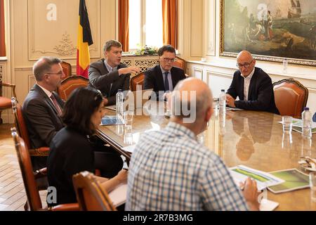 Brüssel, Belgien. 14. Juni 2023. Abbildung zeigt eine Pressekonferenz zum Jahresbericht der Schuldenagentur des Bundesstaates am Mittwoch, den 14. Juni 2023 in Brüssel. BELGA FOTO JAMES ARTHUR GEKIERE Kredit: Belga News Agency/Alamy Live News Stockfoto