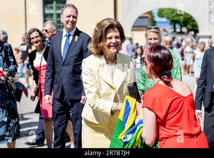 Visby, Schweden. 14. Juni 2023. Visby 20230614 Queen Silvia auf dem Weg zur Residenz des Gouverneurs während des Landbesuchs des königlichen Paares in Gotland. Foto: Christine Olsson/TT/Code 10430 Kredit: TT News Agency/Alamy Live News Stockfoto