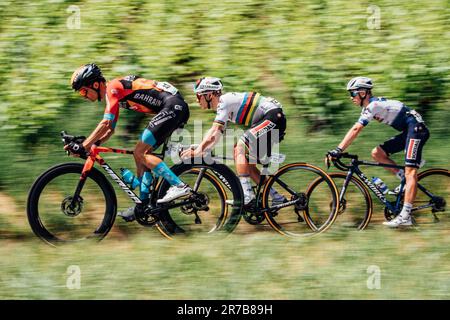 Leukerbad, Schweiz. 14. Juni 2023. Bild von Zac Williams/SWpix.com- 14/06/2023 - Radfahren - 2023 Tour de Suisse - Stage 4 - Remco Evenepoel, Soudal Quickstep. Kredit: SWpix/Alamy Live News Stockfoto