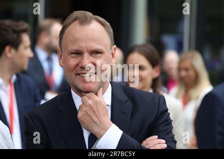 Berlin, Deutschland. 14. Juni 2023. Andy Grote (SPD), Innenminister Hamburgs, zu Beginn der Konferenz der Innenminister (IMK). Berlin wird 2023 den Vorsitz der IMK führen. Grote feiert an diesem Tag seinen 55. Geburtstag. Kredit: Jörg Carstensen/dpa/Alamy Live News Stockfoto