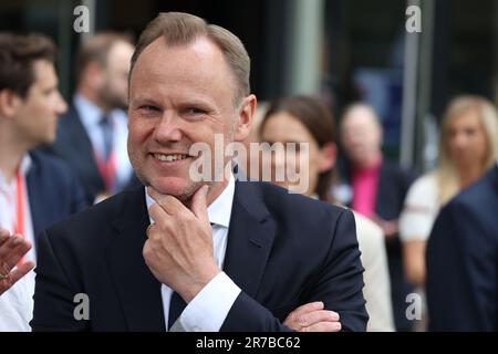 Berlin, Deutschland. 14. Juni 2023. Andy Grote (SPD), Innenminister Hamburgs, zu Beginn der Konferenz der Innenminister (IMK). Berlin wird 2023 den Vorsitz der IMK führen. Grote feiert an diesem Tag seinen 55. Geburtstag. Kredit: Jörg Carstensen/dpa/Alamy Live News Stockfoto