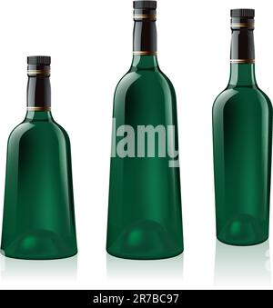 Nummer eins der grünen Flasche Wein festgelegt. Abbildung auf weißem Hintergrund Stock Vektor