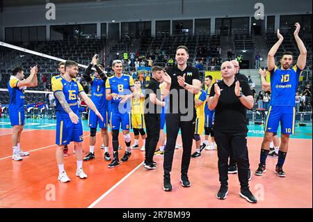 Lodz, Polen. 14. Juni 2023. Beim CEV-Volleyball-Spiel der Europäischen Goldenen Liga 20023 zwischen der Ukraine und Belgien am 14. Juni 2023 in Lodz, Polen. (Foto: PressFocus/Sipa USA) Guthaben: SIPA USA/Alamy Live News Stockfoto