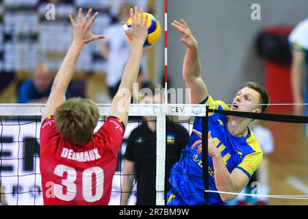 Lodz, Polen. 14. Juni 2023. Illia Kovalov während des Spiels der CEV Volleyball European Golden League 20023 zwischen der Ukraine und Belgien am 14. Juni 2023 in Lodz, Polen. (Foto: PressFocus/Sipa USA) Guthaben: SIPA USA/Alamy Live News Stockfoto