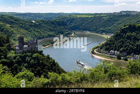 Der Rhein bei Sankt Goarshausen. Stockfoto