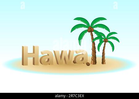 Abbildung von Hawaii auf weißem Hintergrund Stock Vektor