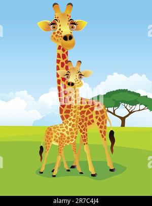 Mutter und Baby giraffe Stock Vektor