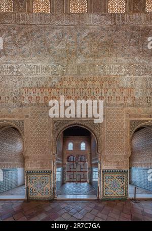 Halle der Botschafter in den Nasriden Palästen der Alhambra - Granada, Andalusien, Spanien Stockfoto