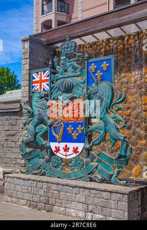 Central Coat of Arms im Confederation Park in Victoria, British Columbia, Kanada Stockfoto