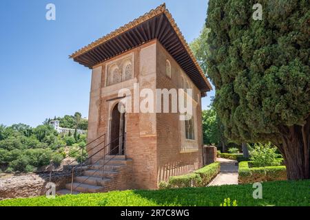 Oratory (Gebetsraum) Gebäude im El Partal-Viertel der Alhambra - Granada, Andalusien, Spanien Stockfoto