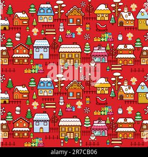 Illustration eines nahtlosen Musters mit weihnachts-Designelementen. Stock Vektor