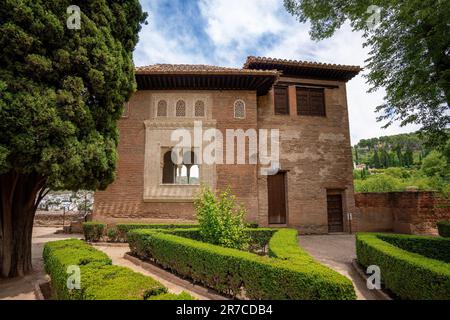 Oratory (Gebetsraum) Gebäude im El Partal-Viertel der Alhambra - Granada, Andalusien, Spanien Stockfoto