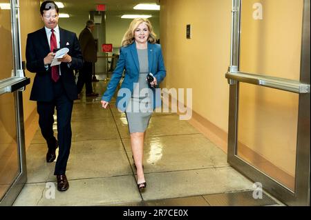 14. Juni 2023, Washington, District of Columbia, USA: USA Senatorin MARSHA BLACKBURN (R-TN) in der Nähe der Senate Subway am U.S. Capitol. (Kreditbild: © Michael Brochstein/ZUMA Press Wire) NUR REDAKTIONELLE VERWENDUNG! Nicht für den kommerziellen GEBRAUCH! Stockfoto