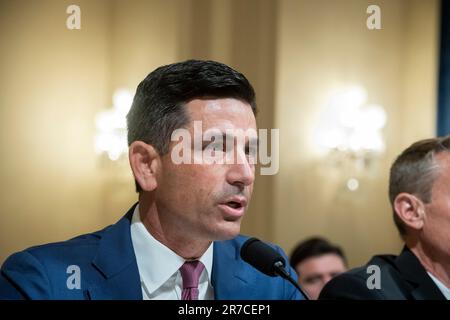 Chad Wolf, ehemaliger amtierender Staatssekretär, USA Department of Homeland Security, erscheint vor einem House Committee on Homeland Security, der anhört "Open Borders closed Case: Secretary Mayorkas Deseliction of Duty on the Border Crisis" im Cannon House Office Building in Washington, DC, Mittwoch, 14. Juni 2023. Kredit: Rod Lamkey/CNP Stockfoto