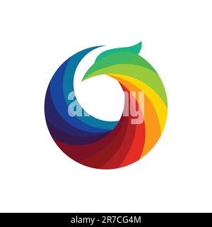 Farbenfrohes Adler-Logo Design Fliege, Freiheit, modern, Regenbogen, Vogel und Feder wunderschöne Ikone kreative Art Symbol-Idee Stock Vektor