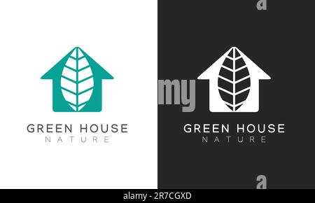 Green House Logo Design Leaf mit House Logo Tree House House Stock Vektor