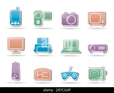 Hi-tech technische Ausrüstung Symbole - Vektor Icon Set Stock Vektor